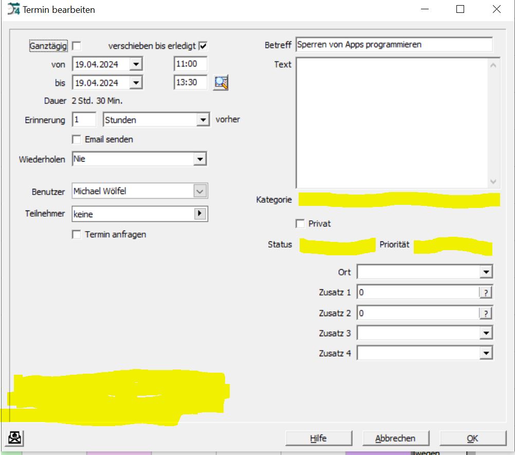 TerminohnebestimmteFelder