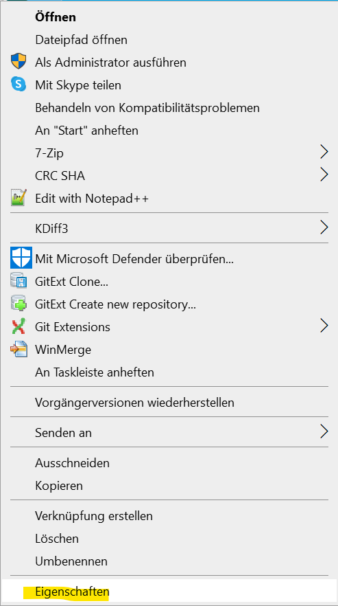 ScreenshotLinkEigenschaftenaufrufen